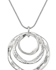 Hypoallergenic Silver Boho Circle Pendant Necklace Geometric Boho Style Jewelry for Women-Chunky & Long-Gift for Bohemian Fashionistas