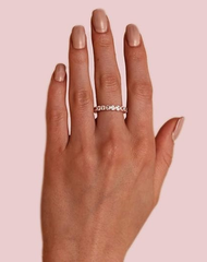 PAVOI 14K Gold Plated Eternity Ring for Women - Square-Cut Cubic Zirconia Rings - Stackable Love Wedding Band