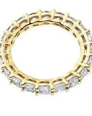 PAVOI 14K Gold Plated Eternity Ring for Women - Square-Cut Cubic Zirconia Rings - Stackable Love Wedding Band