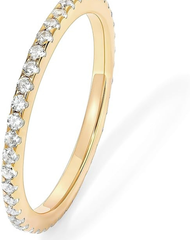 PAVOI 14K Gold Plated Solid 925 Sterling Silver CZ Simulated Diamond Stackable Ring Eternity Bands for Women