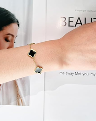 18K Gold Plated Clover Lucky Bracelet for Women White/Black/Red/Green Flower Four Leaf Link Bracelets Trendy Jewelry Gifts for Women