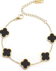 18K Gold Plated Clover Lucky Bracelet for Women White/Black/Red/Green Flower Four Leaf Link Bracelets Trendy Jewelry Gifts for Women