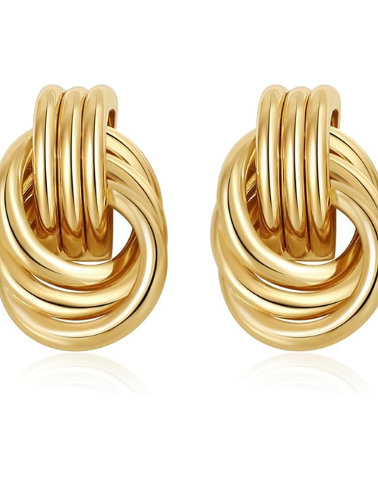 Trendy Gold Plated Knot Earrings for Women Chunky Statement Drop Dangle Earrings Lightweight Hypoallergenic Fashion Accessories Gold Jewelry Gifts for Womens
