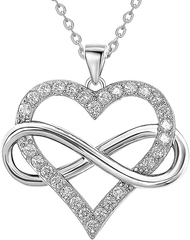 JES & JANI Infinity Heart Necklace for Women, Love Heart Pendant with Cubic Zirconia and Infinity Necklace for Girlfriend